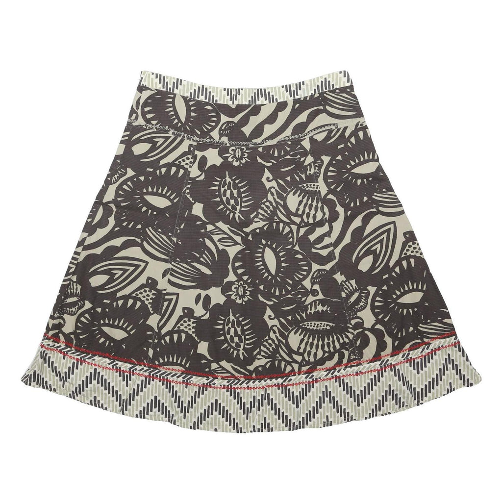 FAT FACE Womens Beige & Brown Floral Print A-Line Knee Length Polyester Blend