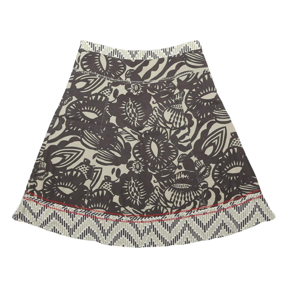 FAT FACE Womens Beige & Brown Floral Print A-Line Knee Length Polyester Blend