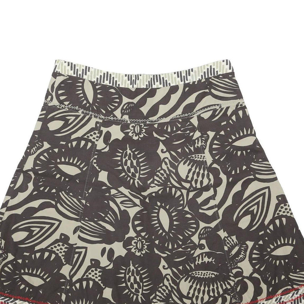 FAT FACE Womens Beige & Brown Floral Print A-Line Knee Length Polyester Blend