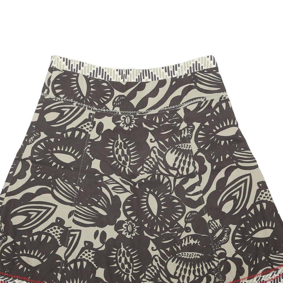 FAT FACE Womens Beige & Brown Floral Print A-Line Knee Length Polyester Blend