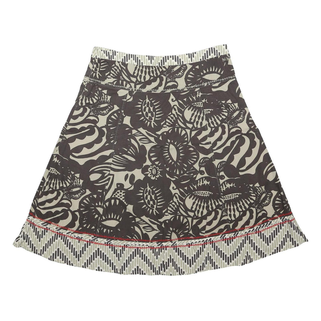 FAT FACE Womens Beige & Brown Floral Print A-Line Knee Length Polyester Blend