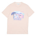 LACOSTE Mens Pink Graphic T-Shirt M Short Sleeve Crew Neck Hyeres Print