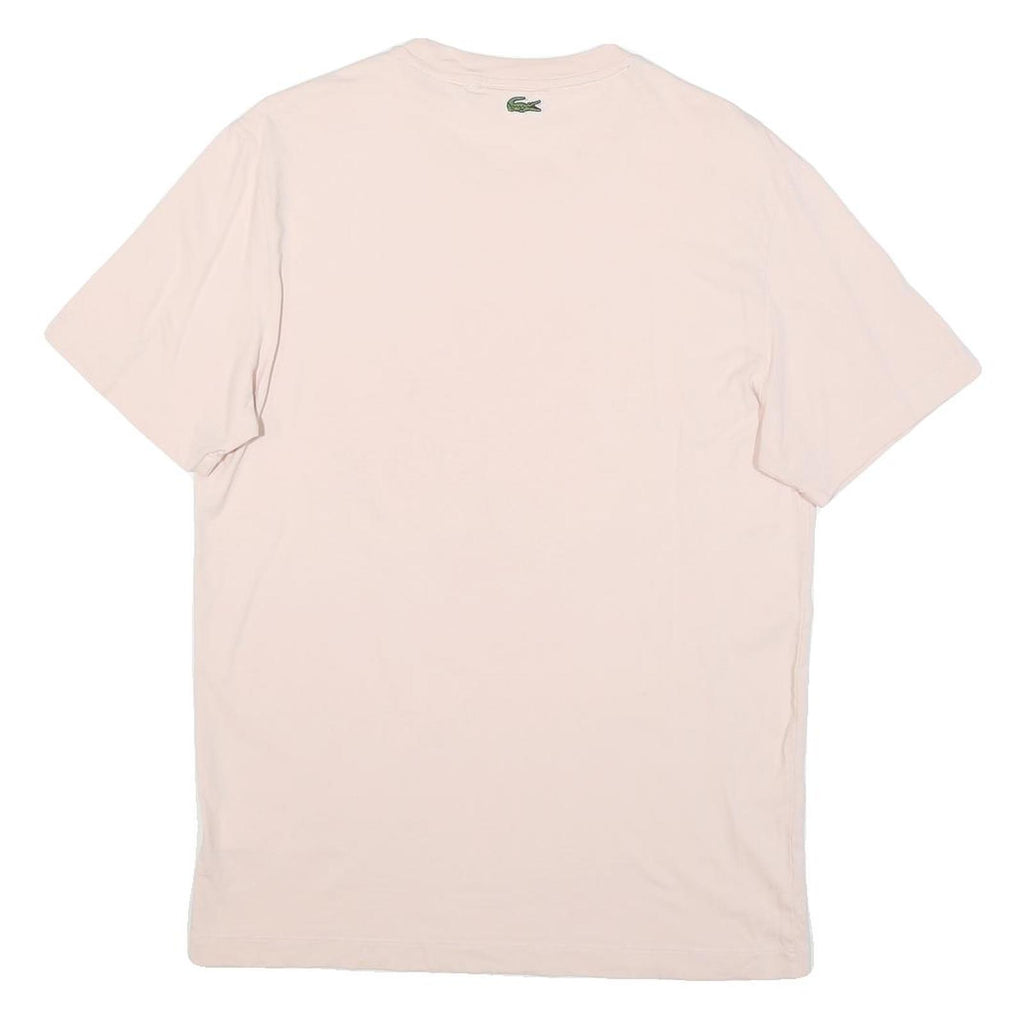 LACOSTE Mens Pink Graphic T-Shirt M Short Sleeve Crew Neck Hyeres Print