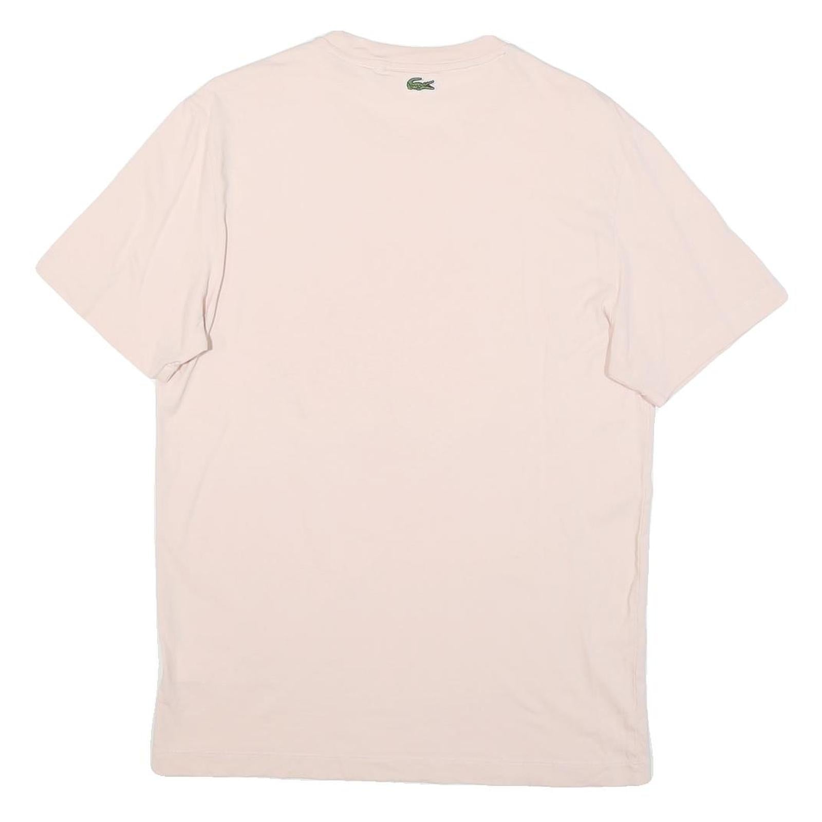LACOSTE Mens Pink Graphic T-Shirt M Short Sleeve Crew Neck Hyeres Print