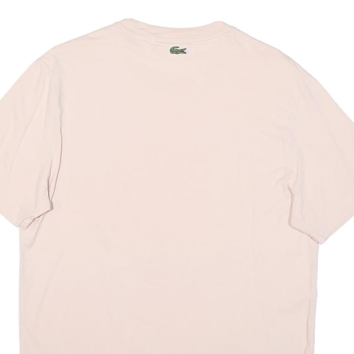 LACOSTE Mens Pink Graphic T-Shirt M Short Sleeve Crew Neck Hyeres Print