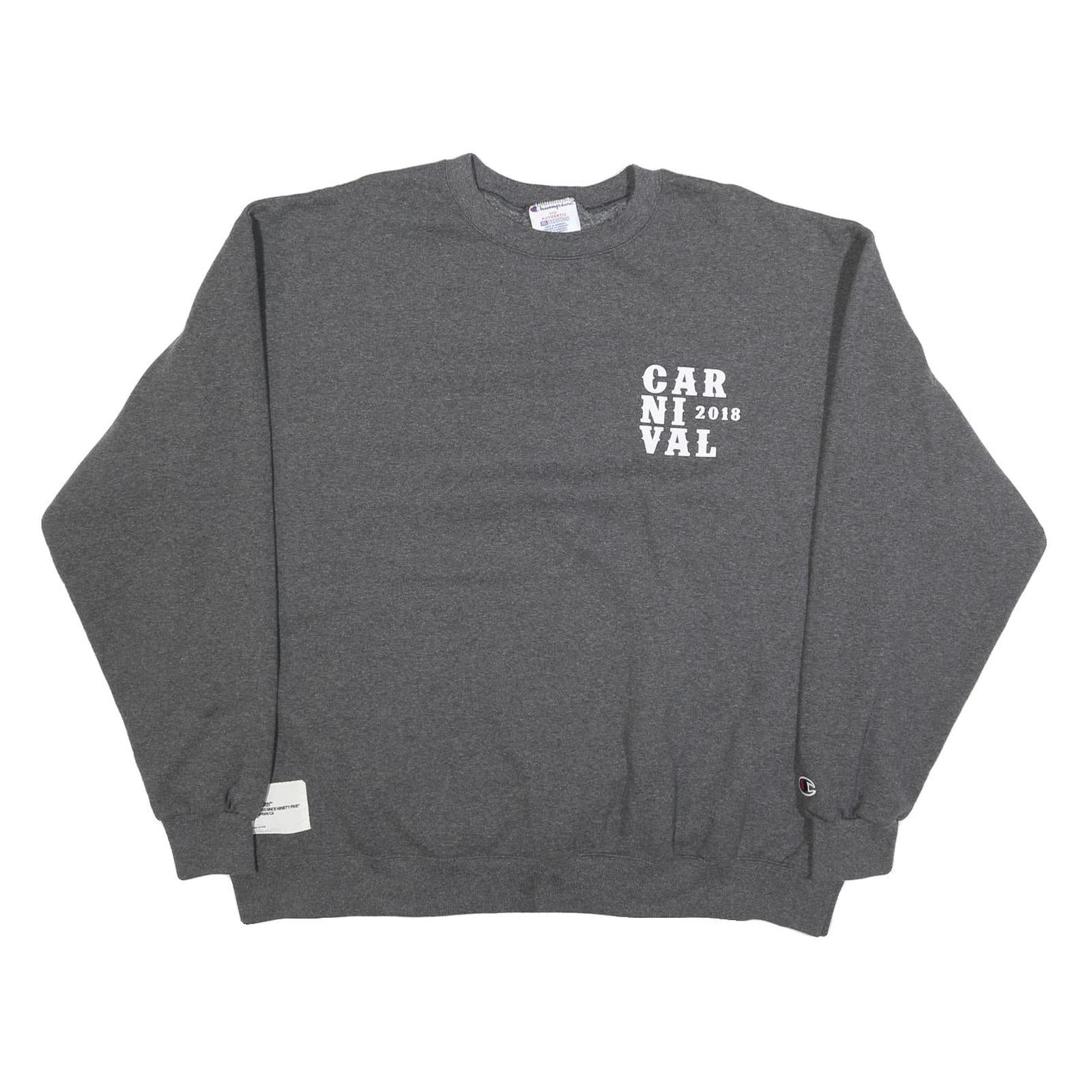 CHAMPION Mens Grey Carnival 2018 Crew Neck 2XL Cotton Blend Sweatshirt