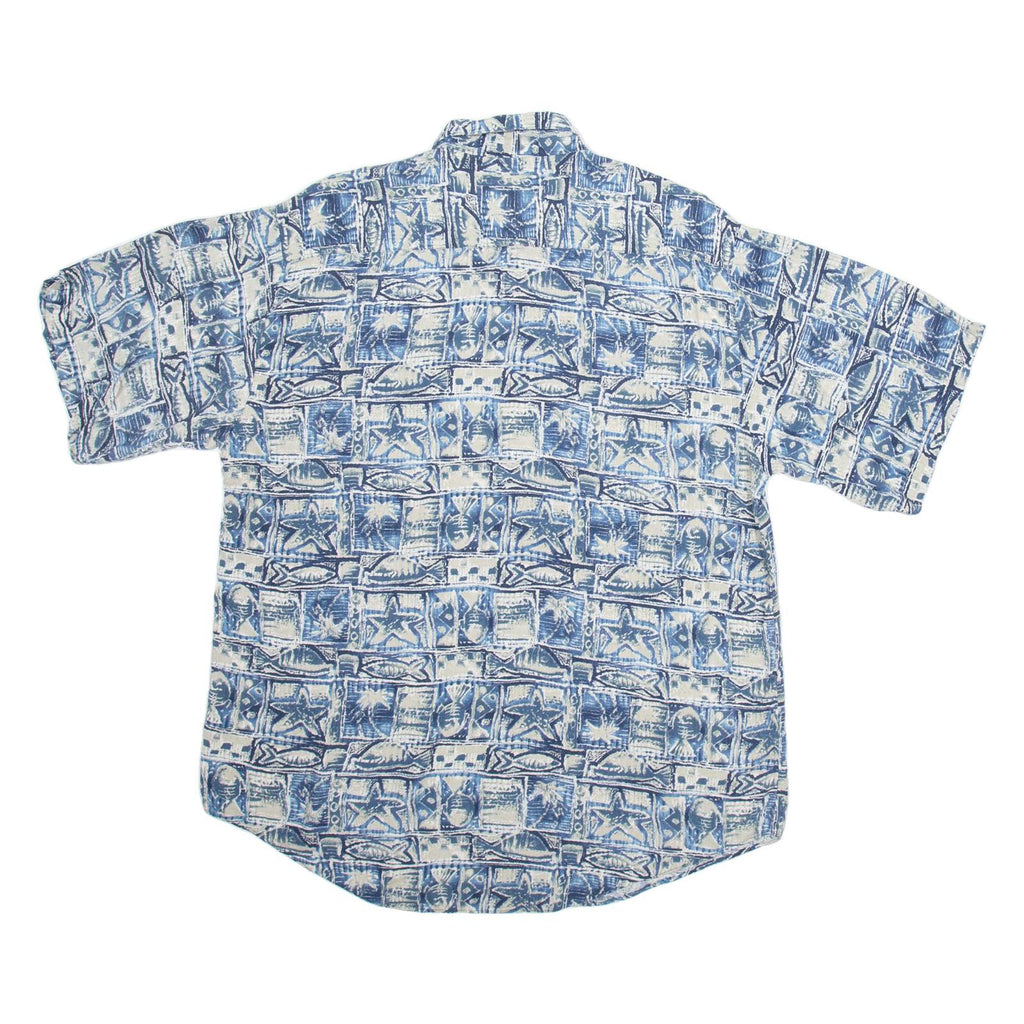UN TIED Mens Shirt Blue Crazy Pattern L