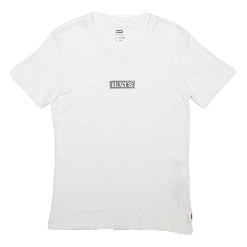 LEVI'S Mens White Cotton Blend T-Shirt XXS Short Sleeve Crew Neck Logo Print
