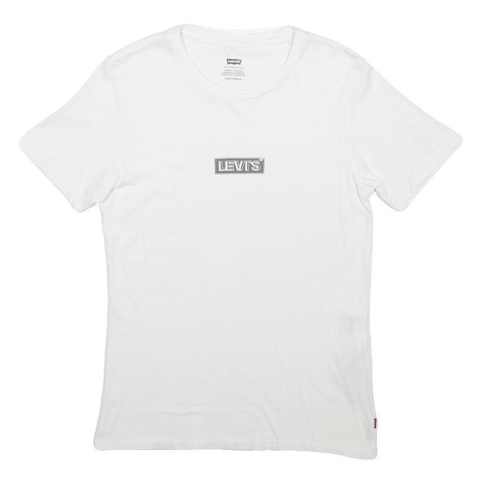 LEVI'S Mens White Cotton Blend T-Shirt XXS Short Sleeve Crew Neck Logo Print