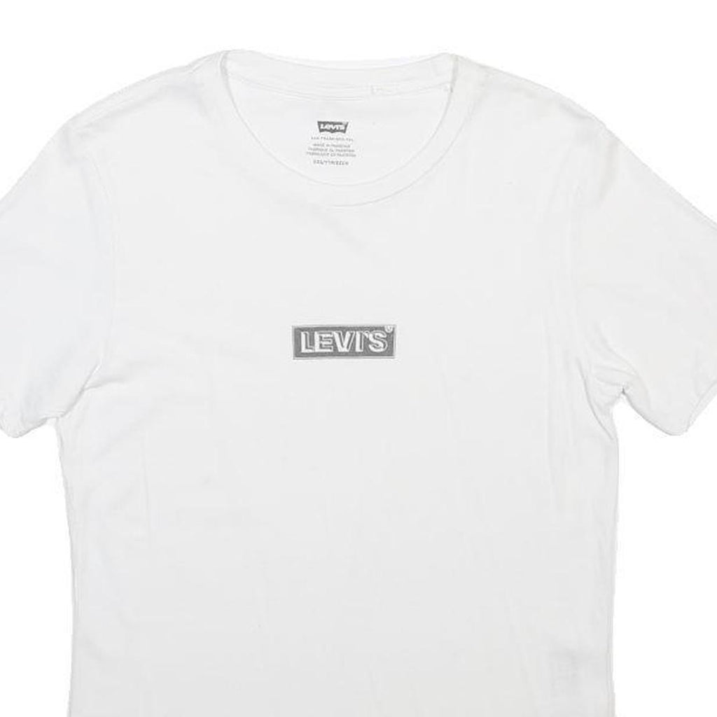 LEVI'S Mens White Cotton Blend T-Shirt XXS Short Sleeve Crew Neck Logo Print