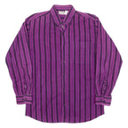 ASH CREEK TRADING Mens Flannel Shirt Purple Striped Long Sleeve M