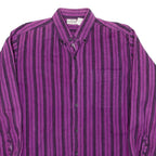 ASH CREEK TRADING Mens Flannel Shirt Purple Striped Long Sleeve M