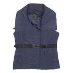 GUESS Womens Navy Blue Jacket M Polyester Quilted Belted Zip Casual Outerwear