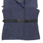GUESS Womens Navy Blue Jacket M Polyester Quilted Belted Zip Casual Outerwear