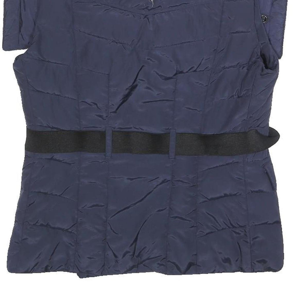 GUESS Womens Navy Blue Jacket M Polyester Quilted Belted Zip Casual Outerwear