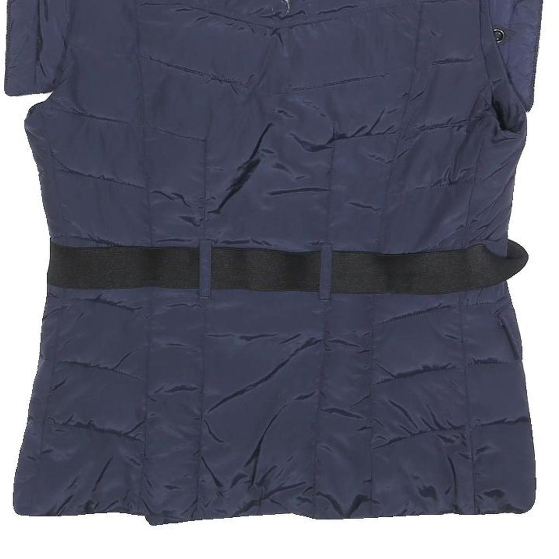 GUESS Womens Navy Blue Jacket M Polyester Quilted Belted Zip Casual Outerwear