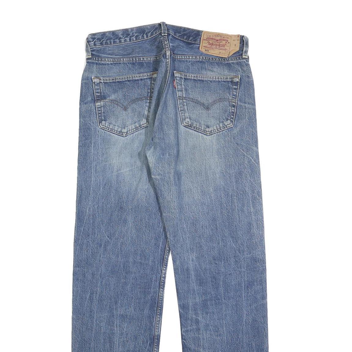 LEVI'S 501 Mens Jeans Blue Regular Straight Denim Medium W34 L34 Classic Button