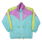 PENGUIN Womens Purple & Green & Blue Zip Jacket M Polyester Blend Colorblock