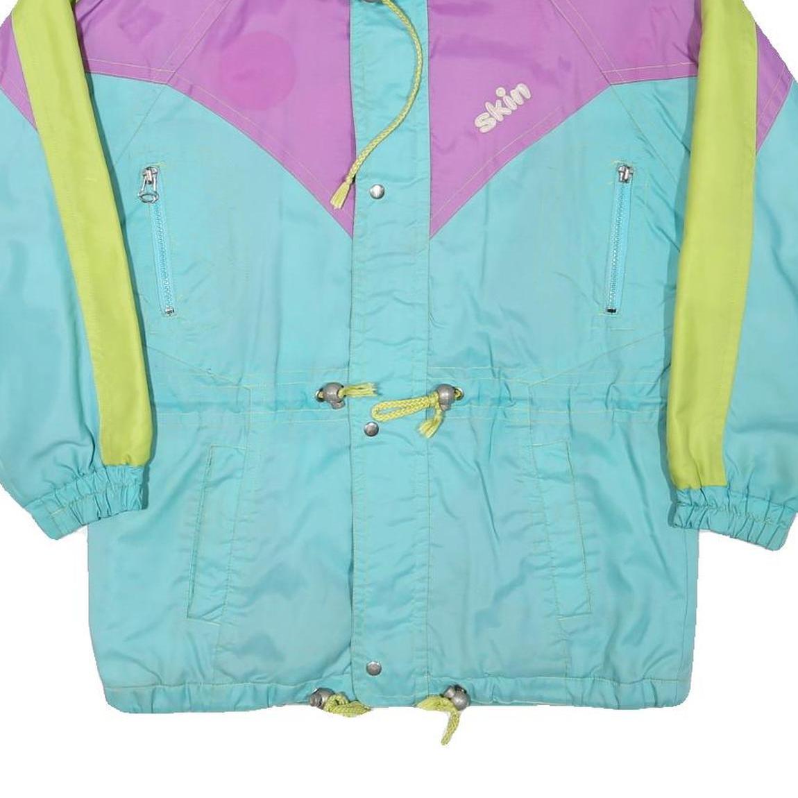 PENGUIN Womens Purple & Green & Blue Zip Jacket M Polyester Blend Colorblock