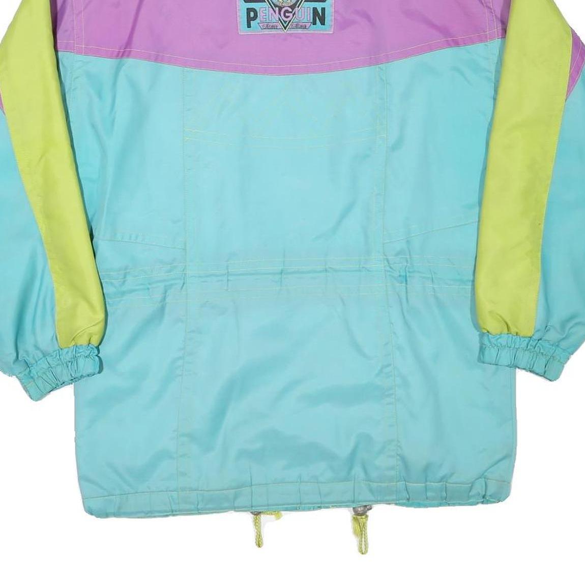 PENGUIN Womens Purple & Green & Blue Zip Jacket M Polyester Blend Colorblock