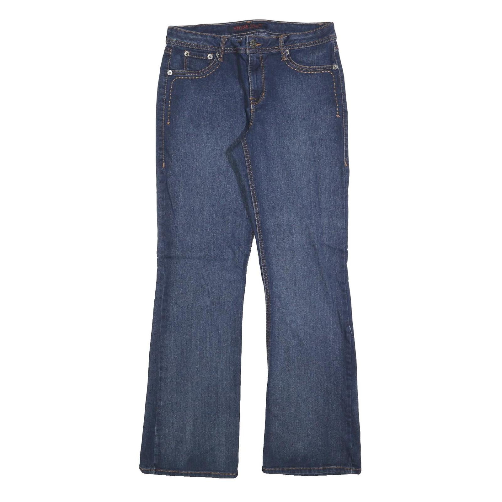 STONE Womens Regular Fit Blue Jeans Denim W32 L32 Stylish Comfort Zip Closure