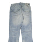 WOODOO Mens Jeans Blue Regular Straight Denim Light W34 L33 Casual Cotton Blend