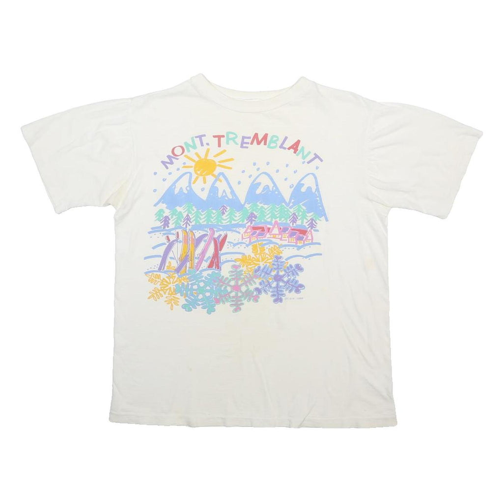 Womens White Mountain Tremblant Graphic T-Shirt L Short Sleeve Crew Neck Casual