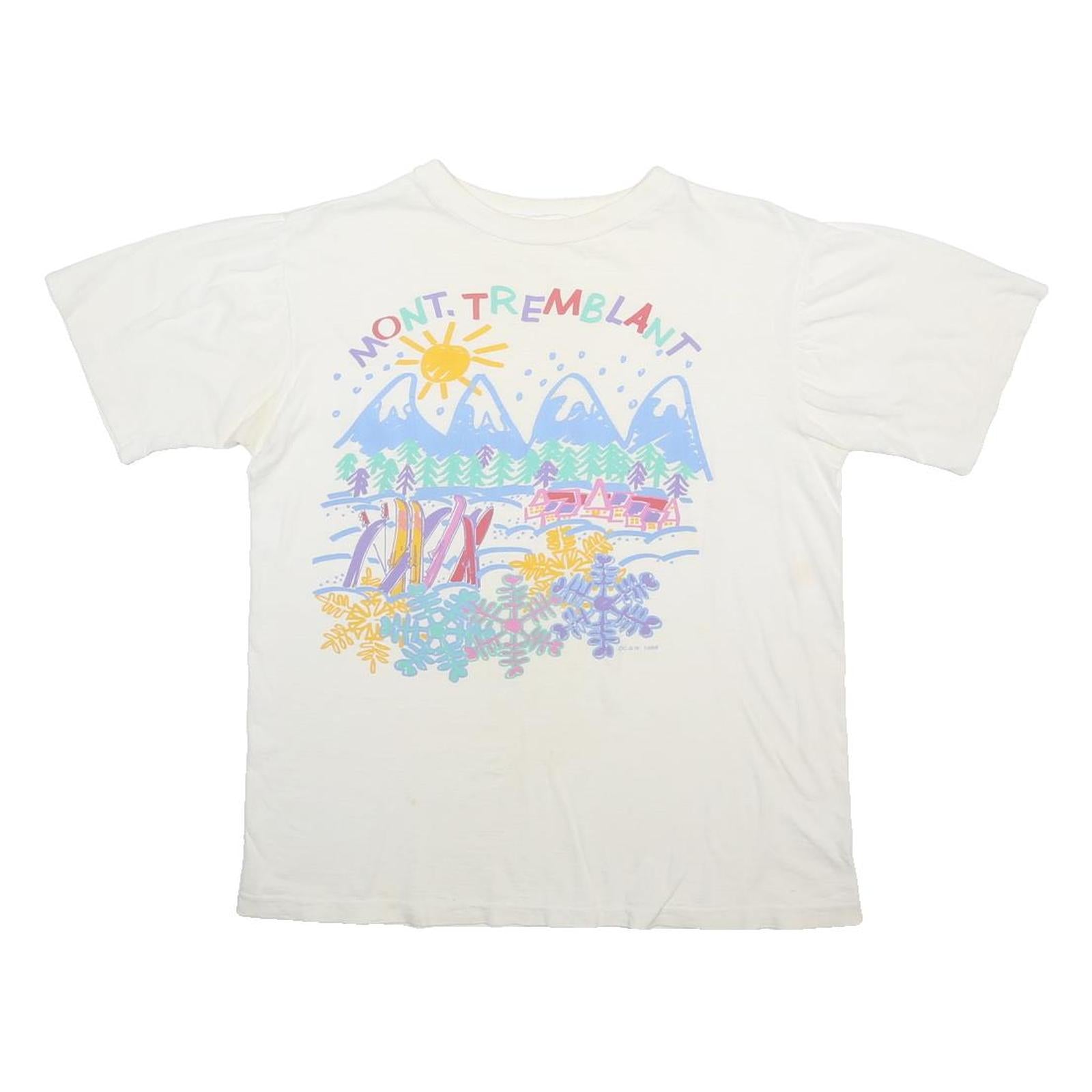 Womens White Mountain Tremblant Graphic T-Shirt L Short Sleeve Crew Neck Casual