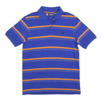 CHAPS Mens Blue & Orange Striped Short Sleeve Polo Shirt S Cotton Blend Casual