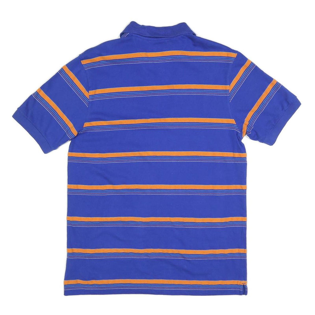 CHAPS Mens Blue & Orange Striped Short Sleeve Polo Shirt S Cotton Blend Casual