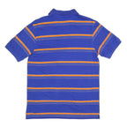 CHAPS Mens Blue & Orange Striped Short Sleeve Polo Shirt S Cotton Blend Casual