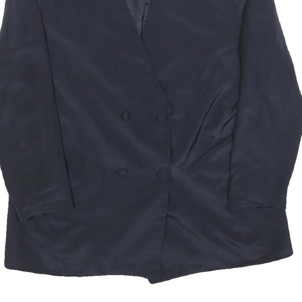 FREY STYLE Womens Black Button Jacket L Polyester Classic Plain Stylish Midi