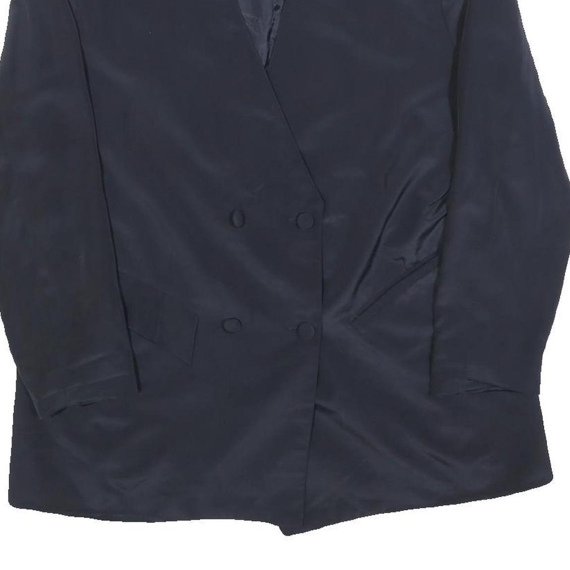 FREY STYLE Womens Black Button Jacket L Polyester Classic Plain Stylish Midi