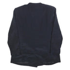 FREY STYLE Womens Black Button Jacket L Polyester Classic Plain Stylish Midi