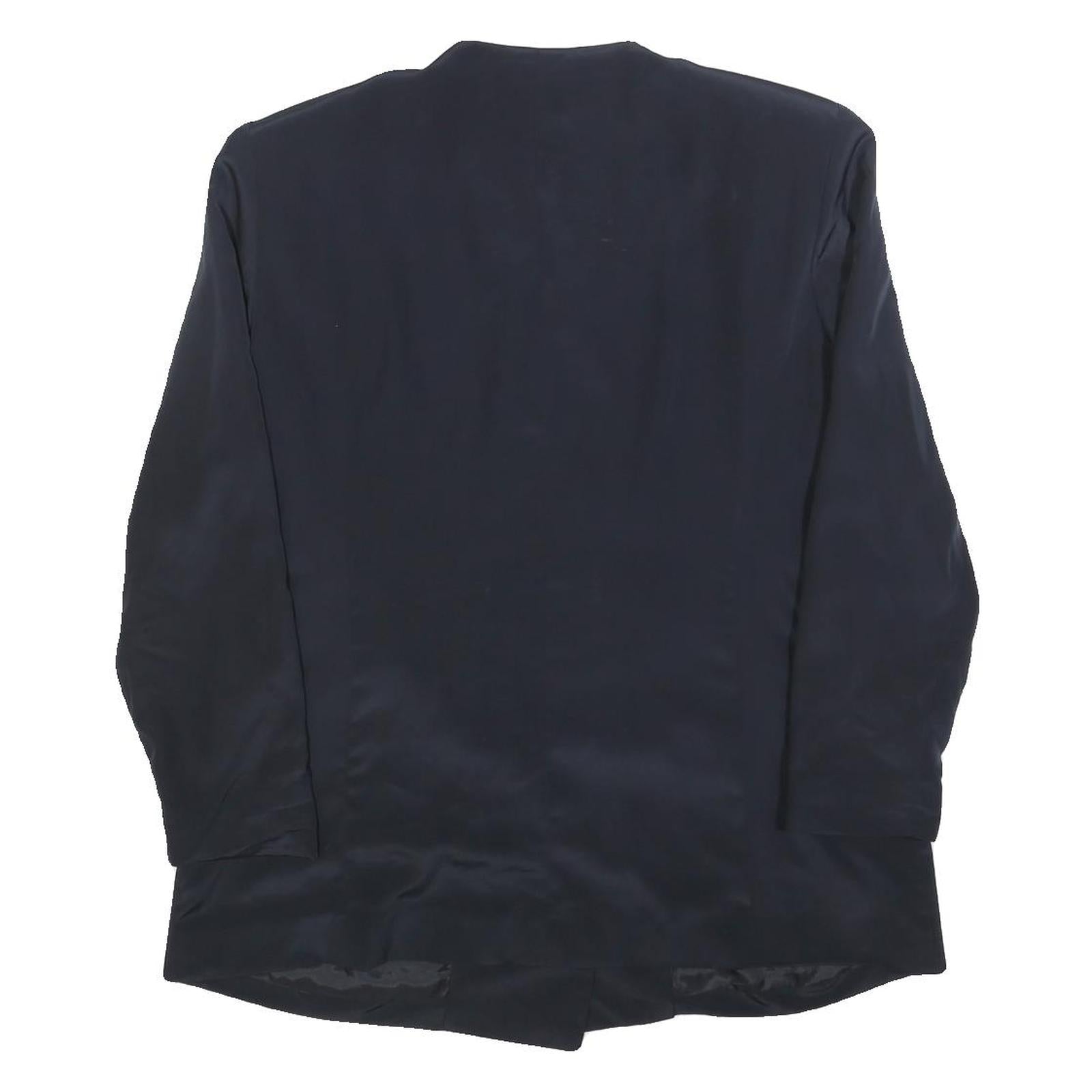 FREY STYLE Womens Black Button Jacket L Polyester Classic Plain Stylish Midi