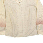 Womens Cream & Pink Printed Shirt Long Sleeve Button Neck L Lightweight