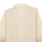 Womens Cream & Pink Printed Shirt Long Sleeve Button Neck L Lightweight