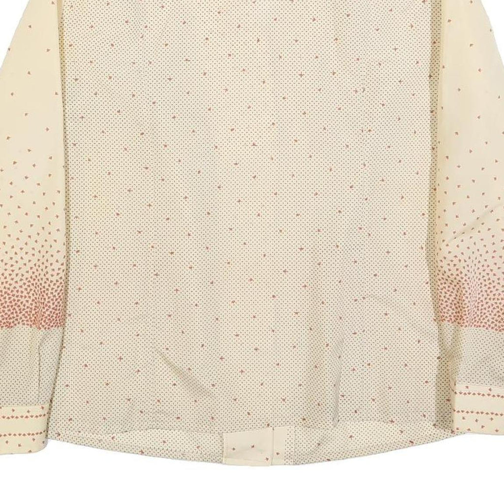 Womens Cream & Pink Printed Shirt Long Sleeve Button Neck L Lightweight