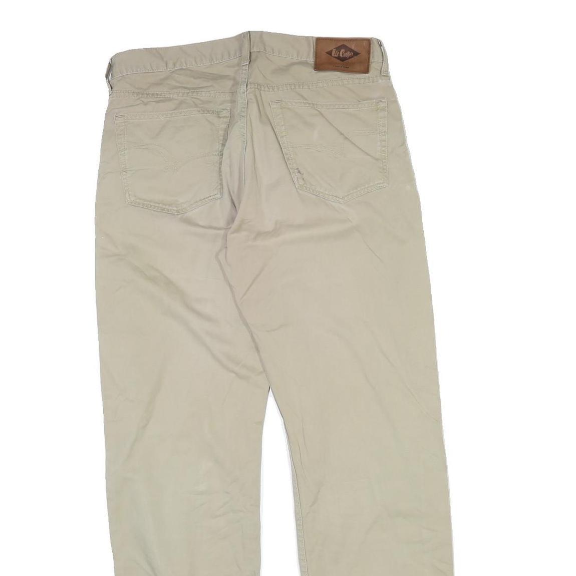 LEE COOPER Mens Cotton Blend Beige Regular Fit Straight Leg Trousers W32 L31