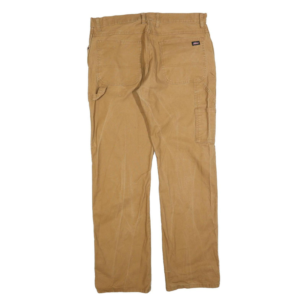 DICKIES Mens Jeans Regular Straight Denim Beige W36 L34 Workwear Zip