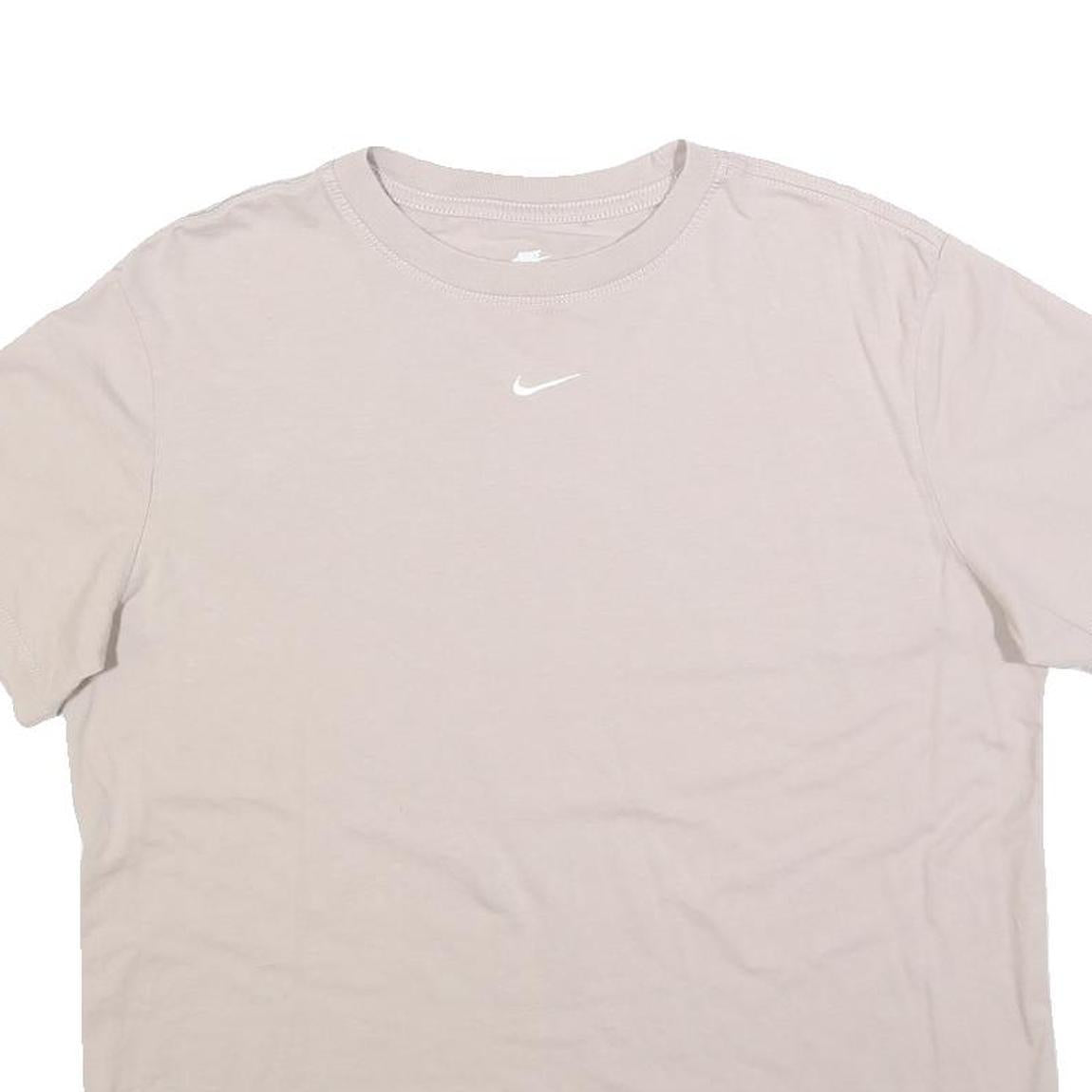 NIKE Womens Beige Crew Neck Short Sleeve T-Shirt S Cotton Blend Casual