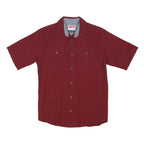 WRANGLER Mens Red Short Sleeve Cotton Blend Shirt S Casual Button Front