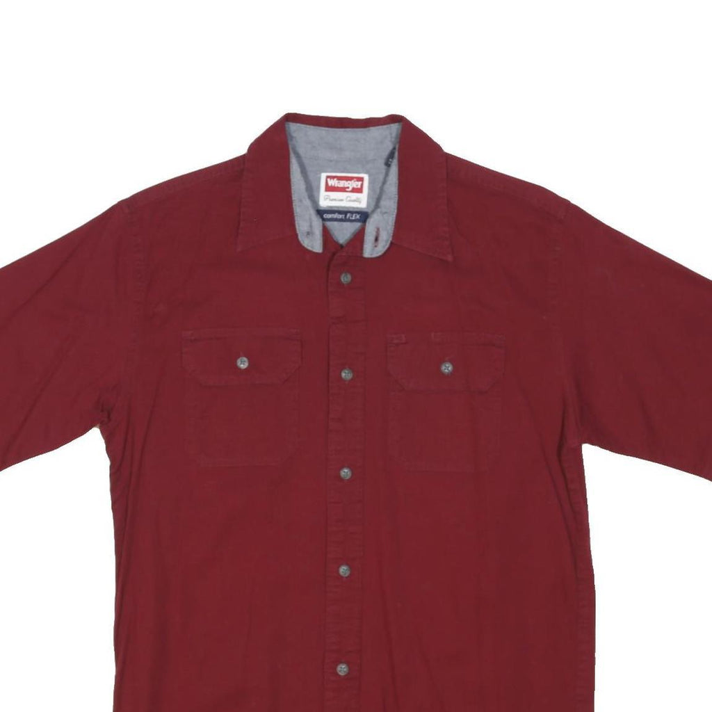WRANGLER Mens Red Short Sleeve Cotton Blend Shirt S Casual Button Front