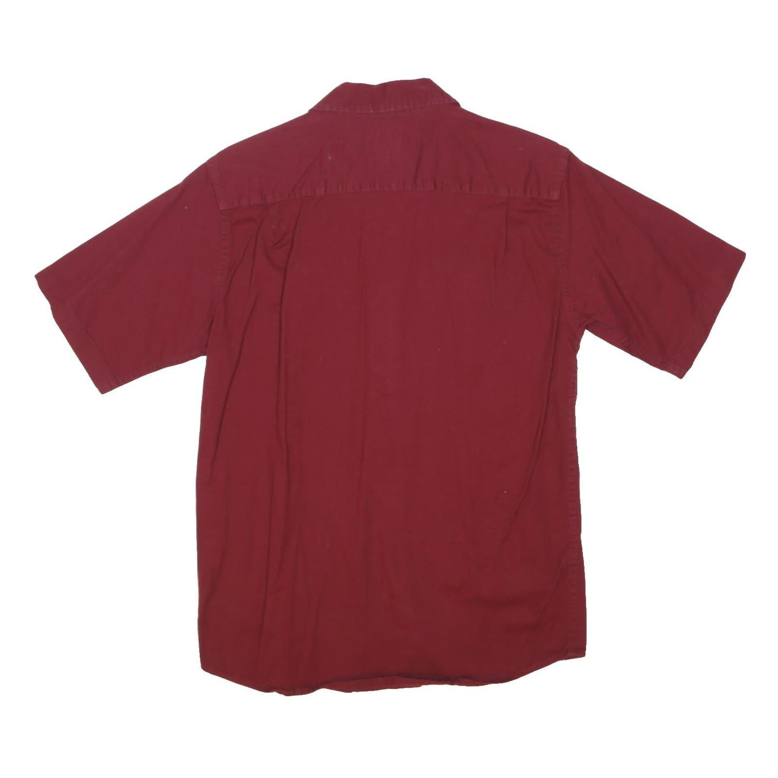 WRANGLER Mens Red Short Sleeve Cotton Blend Shirt S Casual Button Front