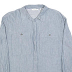 TOM TAILOR Womens Blue Shirt Long Sleeve Button Neck Size S Lightweight