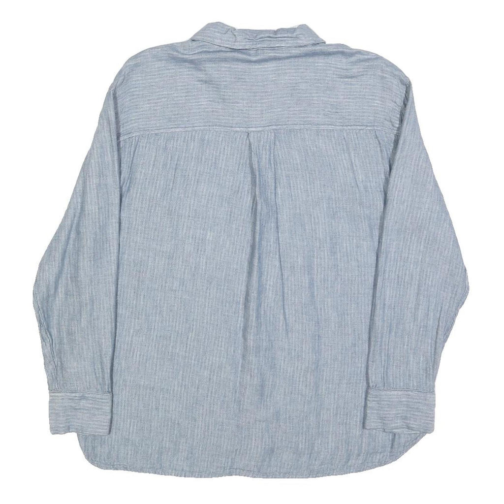 TOM TAILOR Womens Blue Shirt Long Sleeve Button Neck Size S Lightweight
