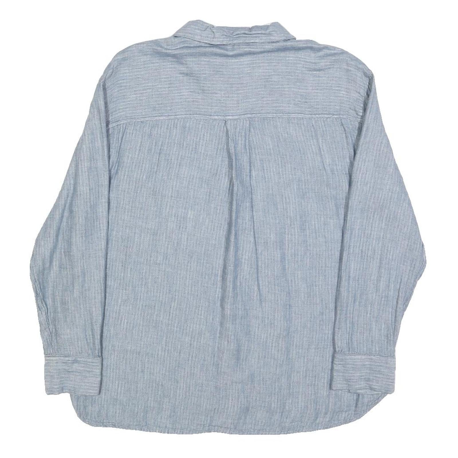 TOM TAILOR Womens Blue Shirt Long Sleeve Button Neck Size S Lightweight