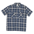 DICKIES Mens Blue & White Plaid Short Sleeve Shirt L Cotton Blend Casual