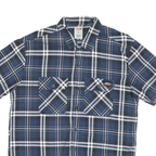 DICKIES Mens Blue & White Plaid Short Sleeve Shirt L Cotton Blend Casual