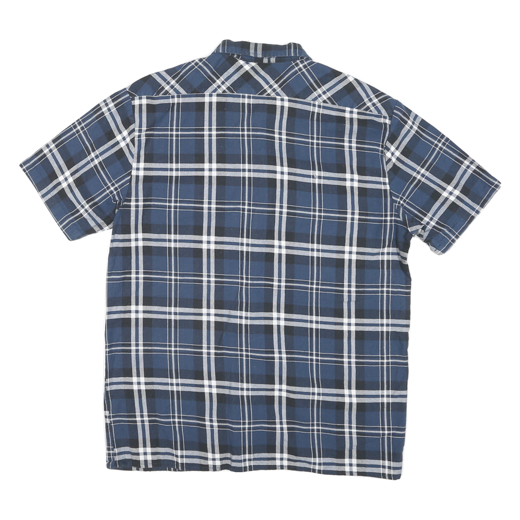 DICKIES Mens Blue & White Plaid Short Sleeve Shirt L Cotton Blend Casual
